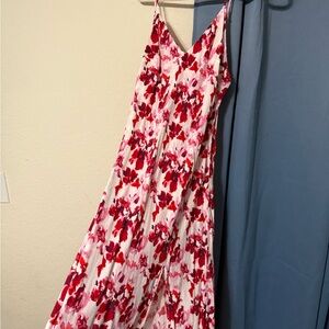 a new day Floral Pink and Red Maxi Dress